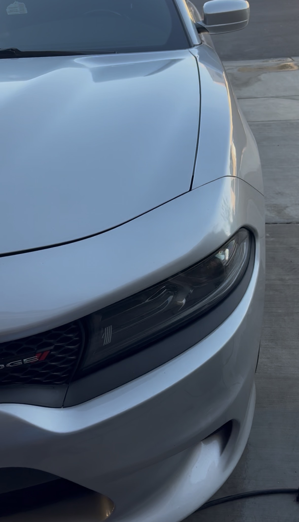 Dodge Charger front end - hood and headlight detail